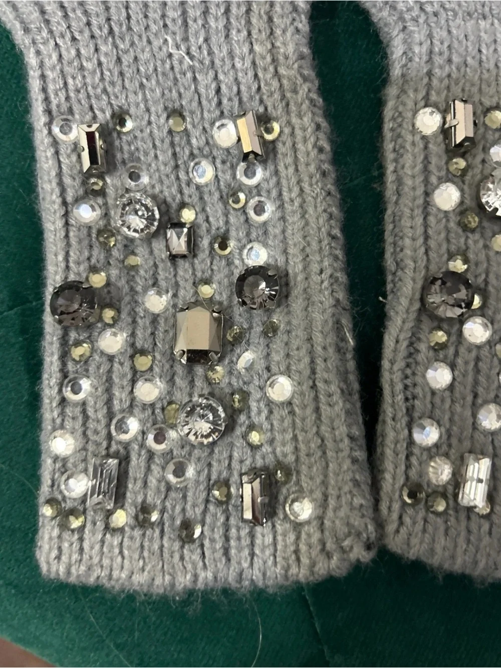 Nordstrom Embellished crystals Knit Beanie and Convertible Mittens - Gray